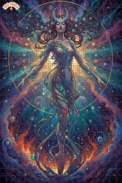 Teona Ahşap لغز خشبي مؤطر بطبقتين بمظهر لوحة زيتية لامرأة في الكون، 500 قطعة،...