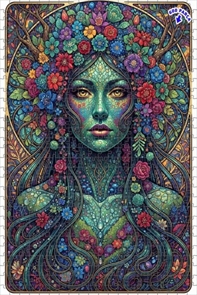 Teona Ahşap لوحة فنية خشبية مؤطرة بطبقتين تحمل عنوان 'الإلهة الرئيسية للطبيعة...