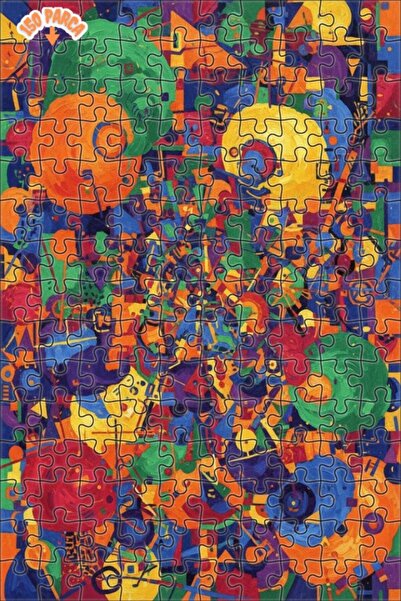 Teona Ahşap Abstract Art Oil Painting Look Double Layer Framed Wooden Puzzle ...