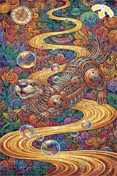 Teona Ahşap لغز خشبي بإطار مزدوج الطبقات بتصميم فني ستيمبانك على شكل دب الماء...