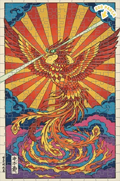 Teona Ahşap لغز خشبي مؤطر بطبقتين بتصميم فني لطائر الفينيق ذو الريش واللهب 20...