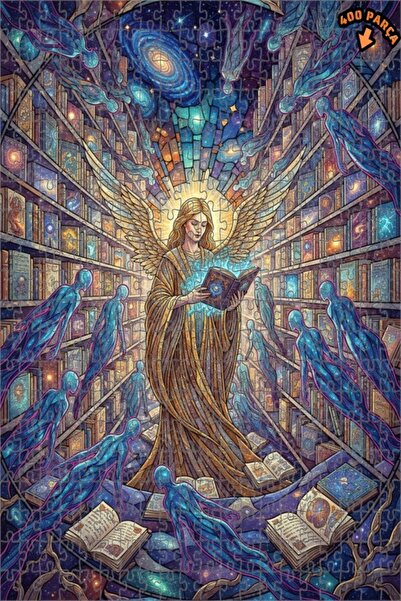 Teona Ahşap مكتبة حكمة الملائكة لوحة زيتية خشبية مؤطرة ذات طابقين 400 قطعة 35x35