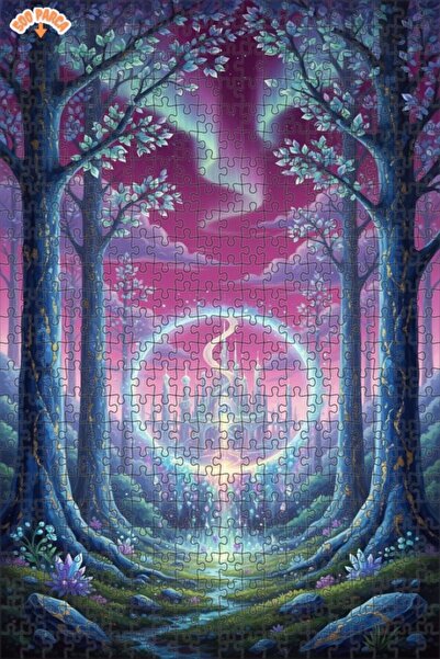 Teona Ahşap لغز خشبي مؤطر بطبقتين بمظهر لوحة زيتية لقصر الغابة السحرية 500 قط...