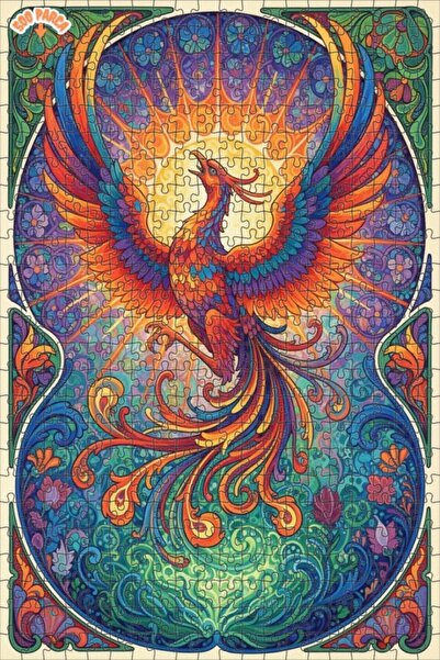 Teona Ahşap Gorgeous Phoenix Artwork Oil Painting Double-Deck Framed Wooden P...