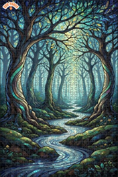 Teona Ahşap لغز خشبي بإطار ذو طابقين بمظهر فسيفساء ساحر من الغابة 500 قطعة 50x30