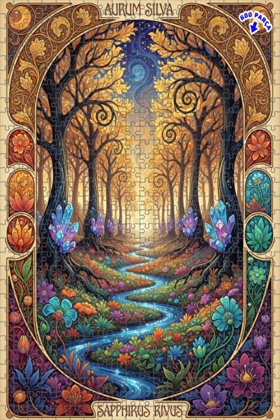 Teona Ahşap لغز خشبي بإطار مزدوج الطبقات من جولدن فورست نهر، 600 قطعة، 50×35