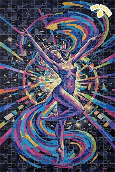 Teona Ahşap لوحة فنية حديثة بتصميم راقص مبهج بمظهر زيتية، لغز خشبي بإطار مزدو...