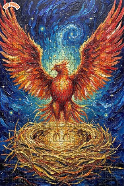Teona Ahşap Gorgeous Phoenix Oil Painting Look Double-Deck Framed Wooden Puzz...