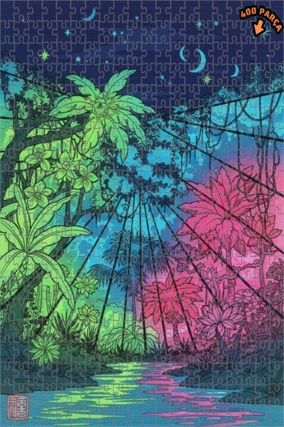 Teona Ahşap لغز خشبي مؤطر بطبقتين بمظهر لوحة زيتية لليلة الغابة الغامضة 400 ق...