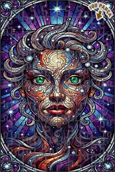 Teona Ahşap لغز خشبي بإطار مزدوج الطبقات بمظهر فني من الزجاج الملون لصورة امر...