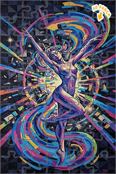 Teona Ahşap لوحة فنية حديثة بتصميم راقص مبهج بمظهر زيتية، لغز خشبي بإطار مزدو...