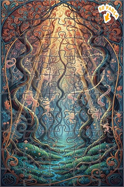 Teona Ahşap لغز خشبي مؤطر بطبقتين بتصميم فني يشبه اللوحات الزيتية لجنية الغاب...