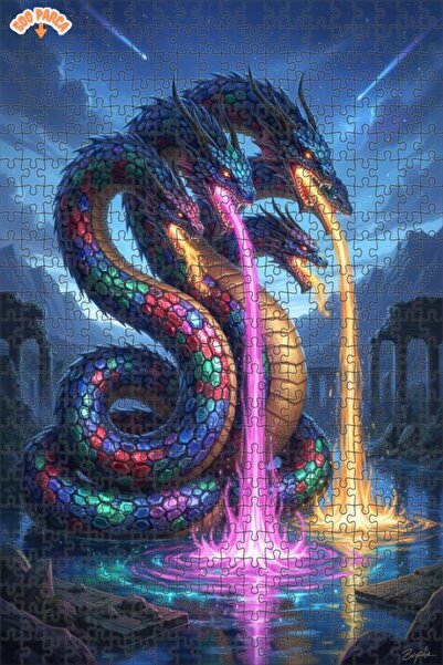 Teona Ahşap لغز خشبي رائع بإطار مزدوج الطبقات بمظهر لوحة زيتية فنية للتنين 50...