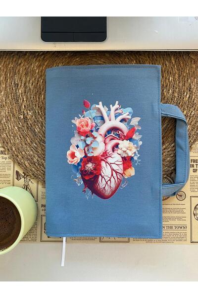 DUTTDİKİM حقيبة dtf ba مطبوع itap بنمط قلب أزرق بترولي مقاس 17*24 سم مع خاصية...