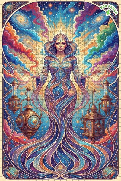 Teona Ahşap لغز فني بمظهر لوحة زيتية لامرأة فضائية 800 قطعة 70×50