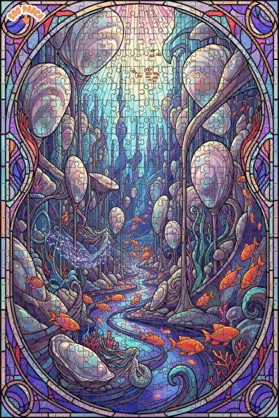 Teona Ahşap لغز خشبي مؤطر بطبقتين بمظهر فسيفساء فني ساحر لحورية البحر 500 قطع...