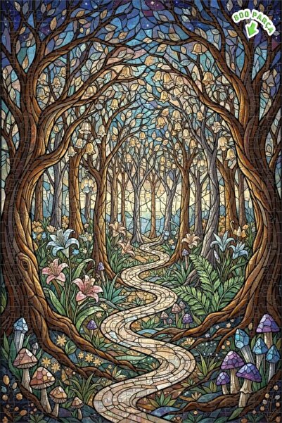 Teona Ahşap لغز خشبي مؤطر بطبقتين من مسار الغابة السحرية 800 قطعة 70x50