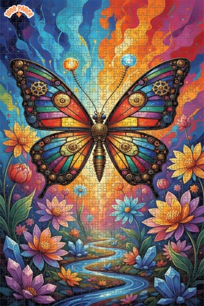 Teona Ahşap Buharlı Kelebek Rüyası Çift Katlı Çerçeveli Ahşap Puzzle 1000 PAR...