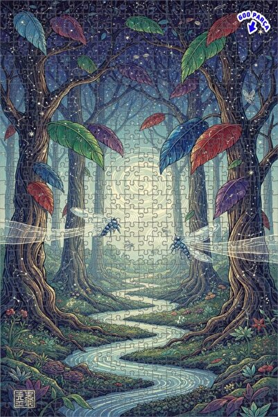 Teona Ahşap لغز خشبي مؤطر بطبقتين على شكل فراشات الغابة الغامضة 600 قطعة 50×35