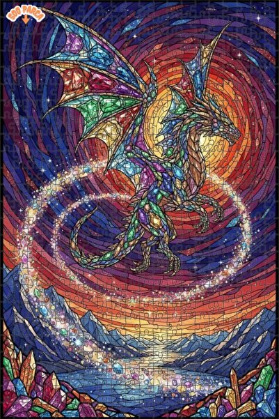 Teona Ahşap لغز خشبي بإطار مزدوج الطبقات بمظهر عمل فني من كريستال دراجون 500 ...