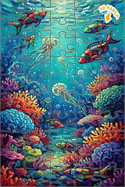 Teona Ahşap لغز خشبي بإطار مزدوج الطبقات بمظهر لوحة زيتية ملونة لحياة البحر 5...