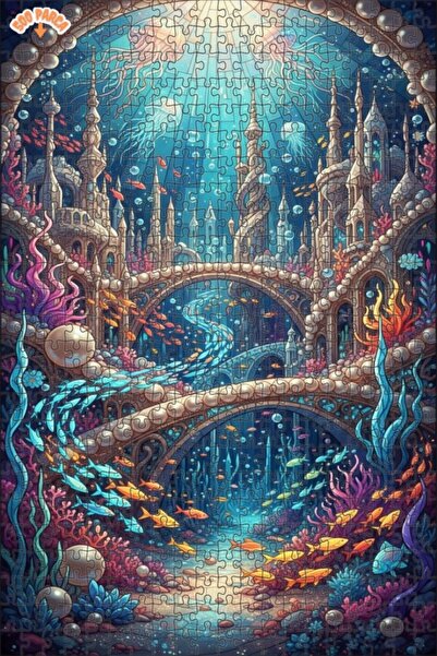 Teona Ahşap لغز خشبي على شكل قصر حورية البحر السحري بمظهر مائي، طابقين، مؤطر،...