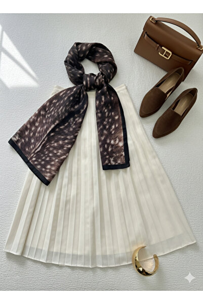 MİNELEŞARP34 Mineleşarp Ceylan Pattern Black Piped Soft Shawl