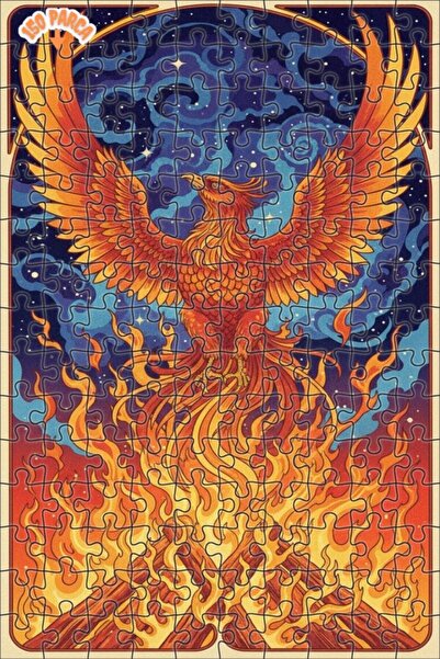 Teona Ahşap لوحة فنية بتأثير الزيت لطائر الفينيق الأحمر 150 قطعة 20×30