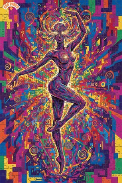 Teona Ahşap لوحة فنية لراقصة مجنونة بتأثير الزيت، لغز خشبي بإطار مزدوج الطبقا...