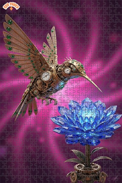 Teona Ahşap Mechanical Hummingbird Crystal Flower 500 Pieces 50X30