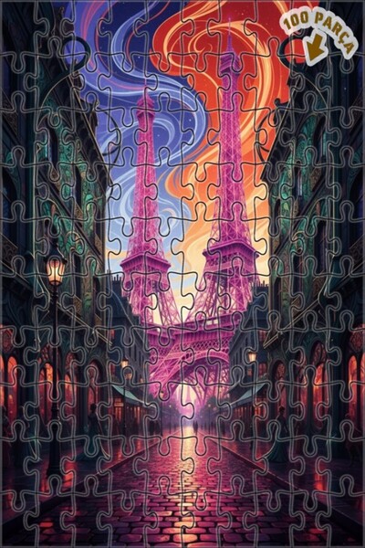 Teona Ahşap لغز خشبي مؤطر بطبقتين بتصميم فني يشبه لوحة زيتية لليلة باريس السا...