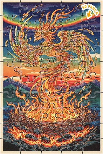 Teona Ahşap لغز خشبي مؤطر مكون من طابقين بتصميم طائر الفينيق الأسطوري الذي ير...