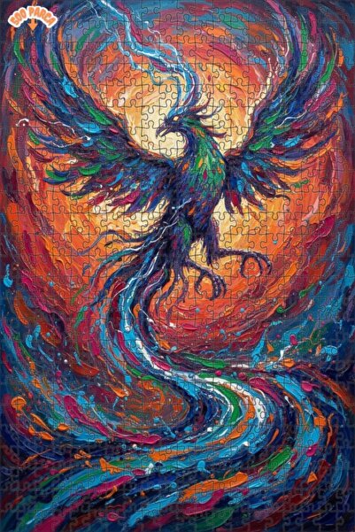 Teona Ahşap لغز خشبي بإطار مزدوج الطبقات بمظهر لوحة زيتية لطائر العنقاء المتو...