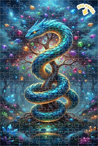 Teona Ahşap لغز خشبي مؤطر بطبقتين بتصميم التنين الكريستالي الغامض 200 قطعة 25×35