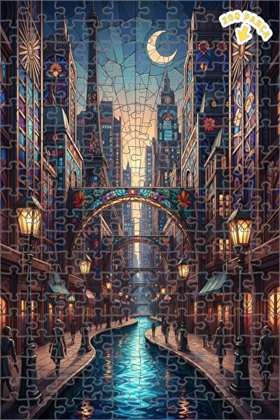 Teona Ahşap لغز خشبي مزدوج الطبقات بإطار من الزجاج الملون على شكل قناة باريس ...