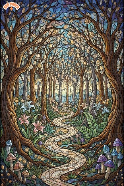 Teona Ahşap لغز خشبي مؤطر بطبقتين من مسار الغابة السحرية 500 قطعة 50x30