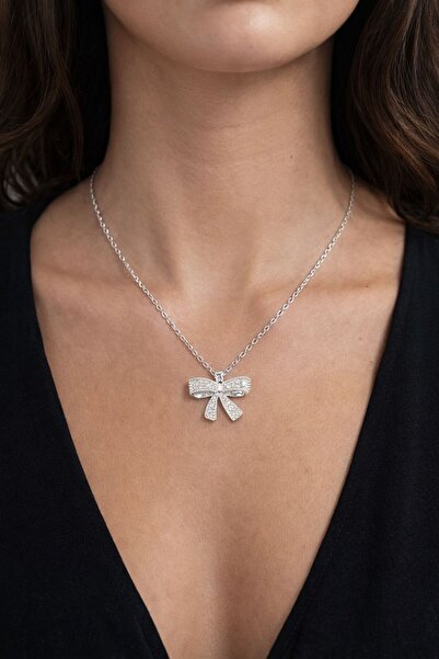 Silver KURDELE SÜSLEMELİ 925 AYAR GÜMÜŞ KOLYE