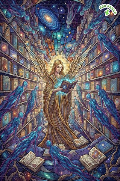 Teona Ahşap لغز خشبي مؤطر بطبقتين من مكتبة ملك بفن الزجاج الملون 800 قطعة 70×50