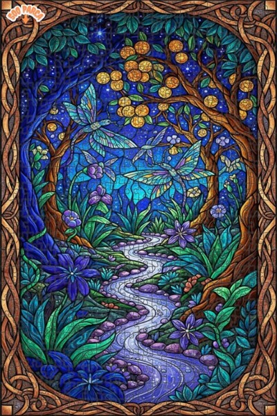 Teona Ahşap لغز خشبي بإطار مزدوج الطبقات بتصميم غابة سحرية ومسحوق مائي وتأثير...