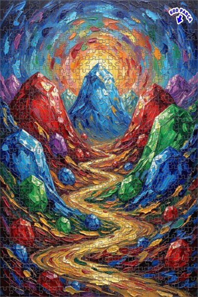 Teona Ahşap لغز خشبي بمظهر لوحة زيتية من كريستال فالي لايت، 600 قطعة، 50×35