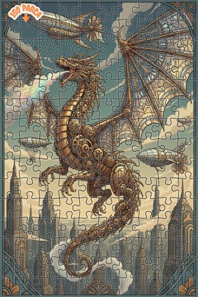 Teona Ahşap لغز خشبي ميكانيكي ذو طابقين بإطار لاستكشاف مدينة التنين 150 قطعة ...