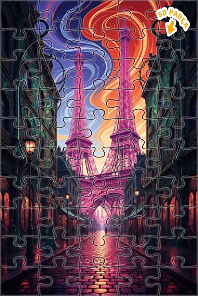 Teona Ahşap لوحة فنية خشبية مؤطرة بطبقتين بتصميم ليلة باريس الساحرة بمظهر لوح...