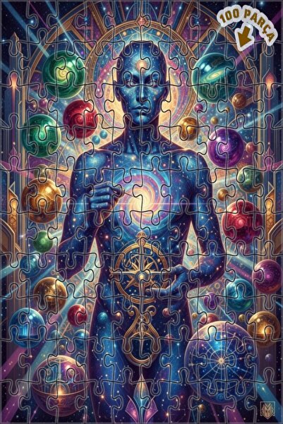 Teona Ahşap لغز خشبي مؤطر بطبقتين بتصميم فلكي إبداعي للكون 100 قطعة 25x25