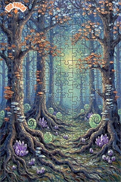 Teona Ahşap لغز خشبي مؤطر بطبقتين بمظهر لوحة زيتية، بتصميم غابة غامضة وحلم كر...