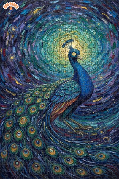 Teona Ahşap لغز خشبي بإطار مزدوج الطبقات بمظهر لوحة زيتية لطائر الطاووس اللام...