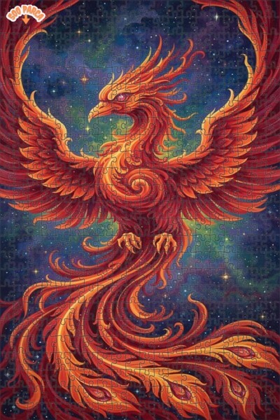 Teona Ahşap لغز خشبي بإطار مزدوج الطبقات بمظهر لوحة زيتية لطائر العنقاء المتو...