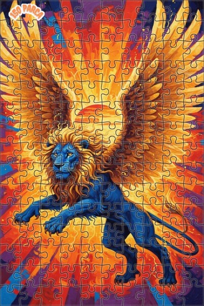 Teona Ahşap لغز خشبي بمظهر لوحة زيتية لصورة الأسد المجنح، 150 قطعة، 20×30