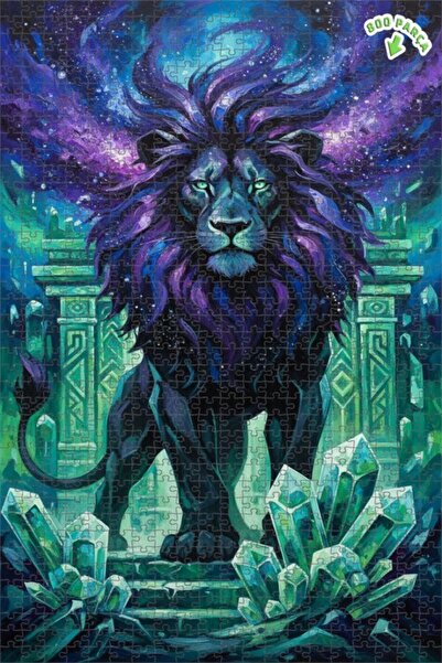 Teona Ahşap لغز خشبي بإطار مزدوج الطبقات بمظهر لوحة زيتية للأسد الملكي الفلكي...