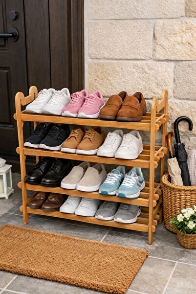 Kitchen Smile 4 Katlı Ahşap Ayakkabılık