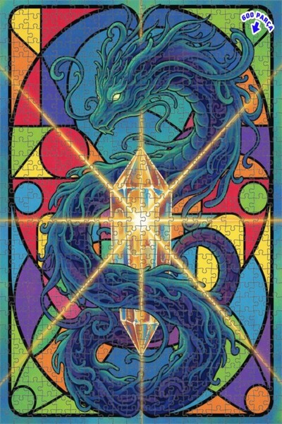 Teona Ahşap لوحة زيتية بطاقة الكريستال السحرية على شكل تنين، لغز خشبي بإطار م...